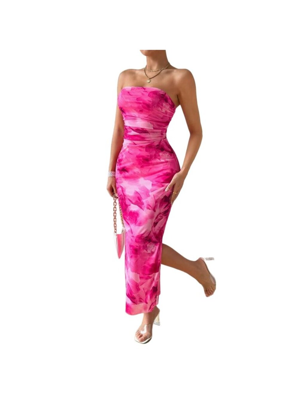 Have LIGHT DOT Women's Strapless Bodycon Maxi Dress Small